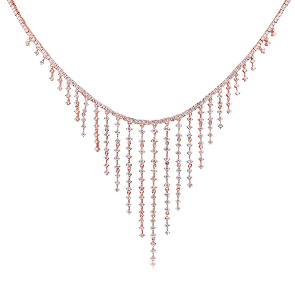 14K Rose Gold Dripping Diamond Necklace-Necklaces-Maurice's Jewelers-Rose Gold-