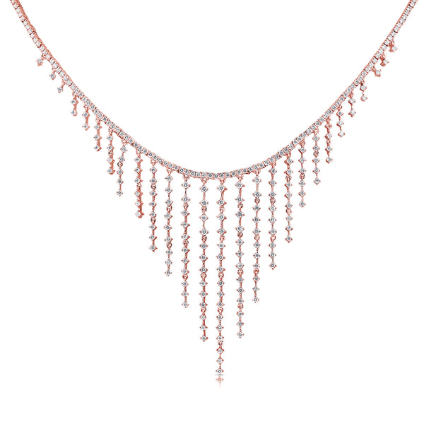 14K Rose Gold Dripping Diamond Necklace