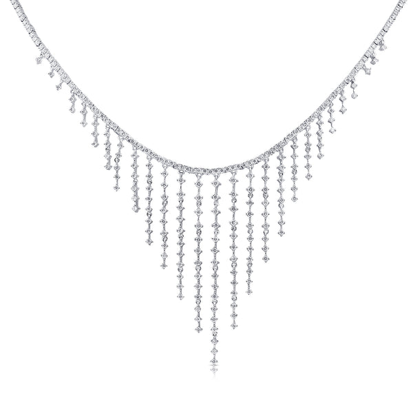 14K Rose Gold Dripping Diamond Necklace-Necklaces-Maurice's Jewelers-White Gold-