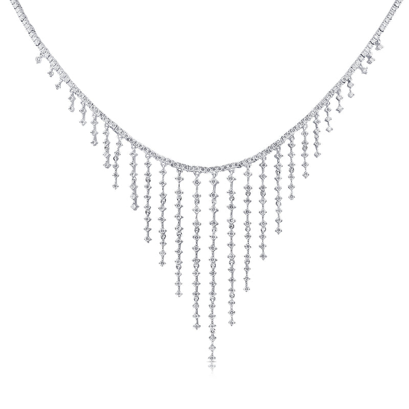 14K Rose Gold Dripping Diamond Necklace