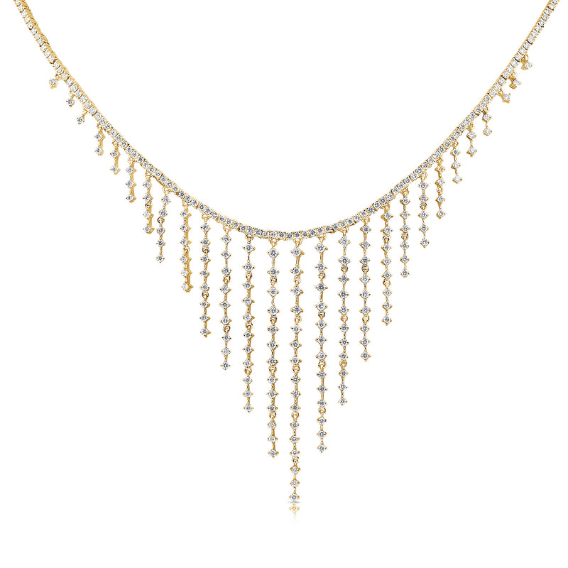 14K Rose Gold Dripping Diamond Necklace