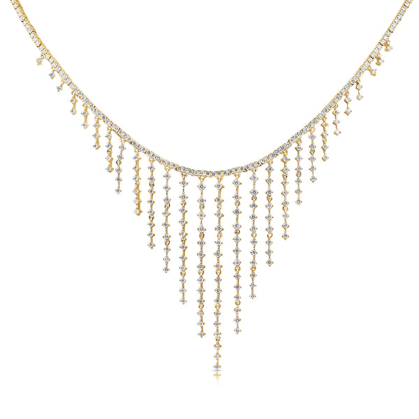 14K Yellow Gold Dripping Diamond Necklace-Necklaces-aaron jewelry-Yellow Gold-
