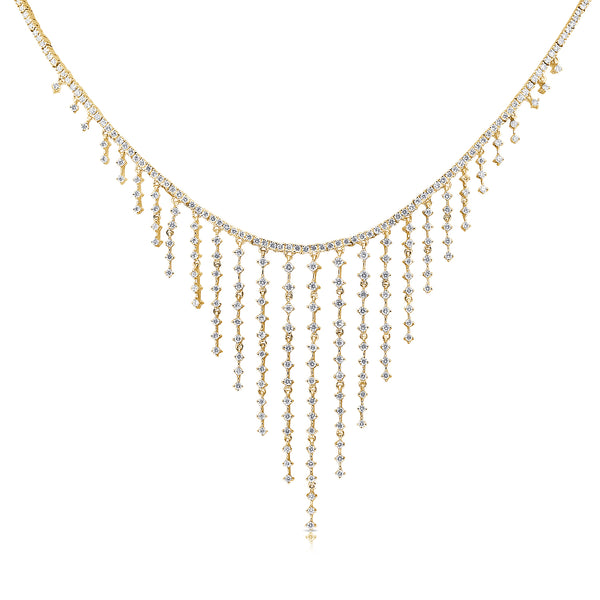 14K Yellow Gold Dripping Diamond Necklace
