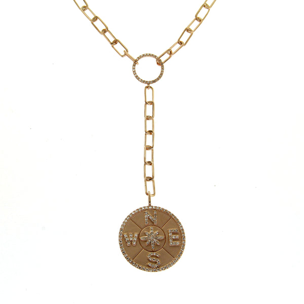 14K Rose Gold Diamond Open Link Compass Necklace-Necklaces-Maurice's Jewelers-