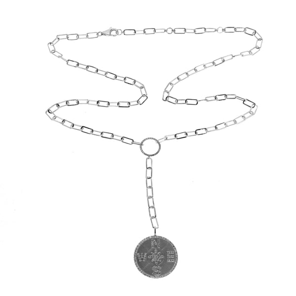 14K White Gold Diamond Open Link Compass Necklace-Necklaces-Maurice's Jewelers-