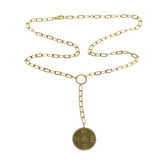 14K Yellow Gold Diamond Open Link Compass Necklace