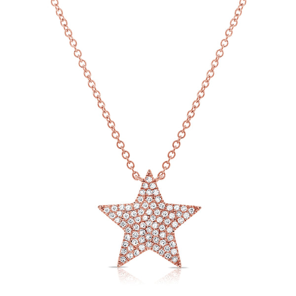 14K Rose Gold Diamond Star Necklace