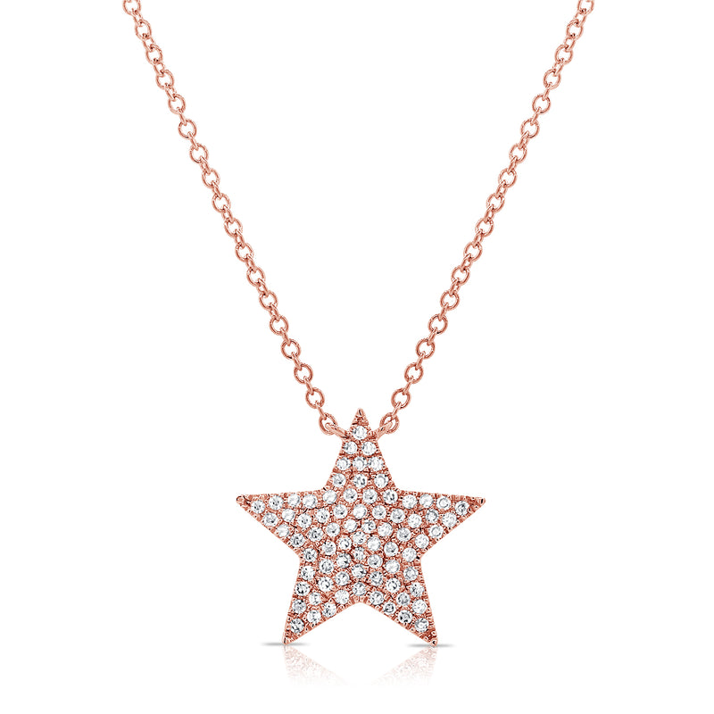 14K Rose Gold Diamond Star Necklace-Necklaces-Maurice's Jewelers-ROSE GOLD-