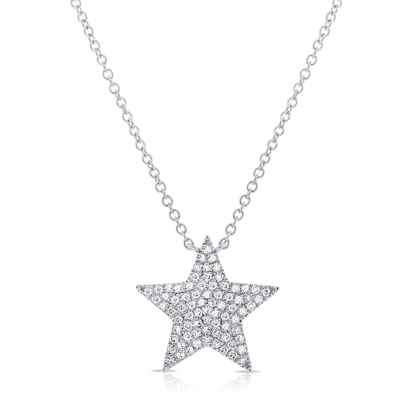 14K Rose Gold Diamond Star Necklace-Necklaces-Maurice's Jewelers-WHITE GOLD-