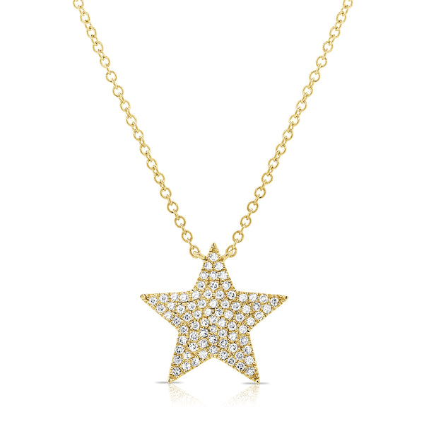 14K Rose Gold Diamond Star Necklace