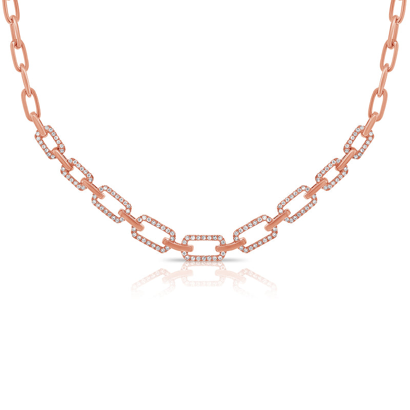 14K White Gold Diamond Link Necklace-EARRINGS-Maurice's Jewelers-ROSE GOLD-