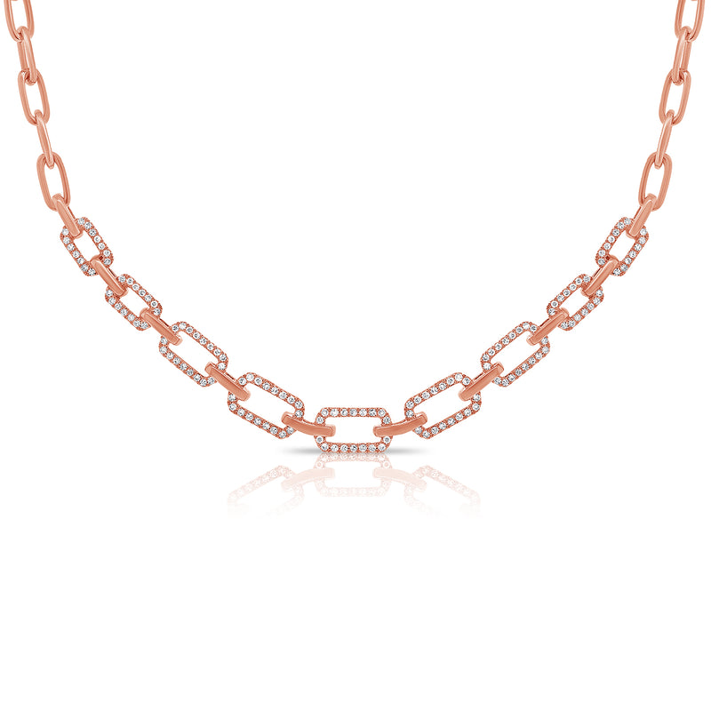 14K White Gold Diamond Link Necklace