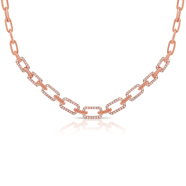 14K Rose Gold Diamond Link Necklace-Earrings-Maurice's Jewelers-ROSE GOLD-