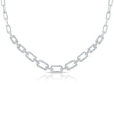 14K White Gold Diamond Link Necklace