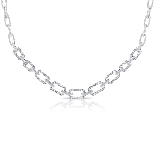 14K White Gold Diamond Link Necklace-EARRINGS-Maurice's Jewelers-WHITE GOLD-