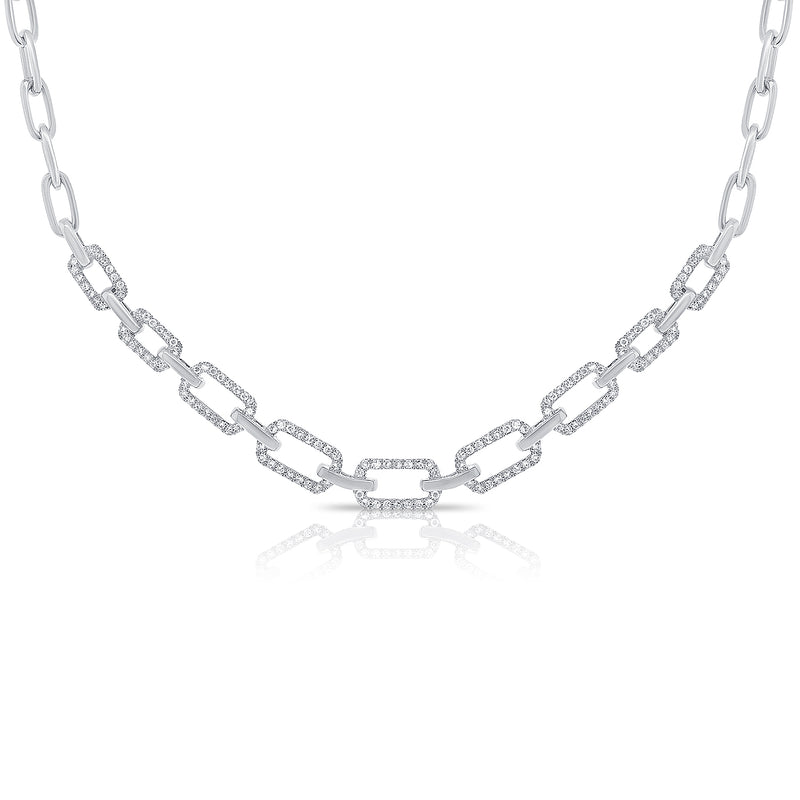 14K White Gold Diamond Link Necklace-EARRINGS-Maurice's Jewelers-WHITE GOLD-