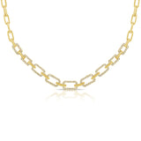 14K White Gold Diamond Link Necklace