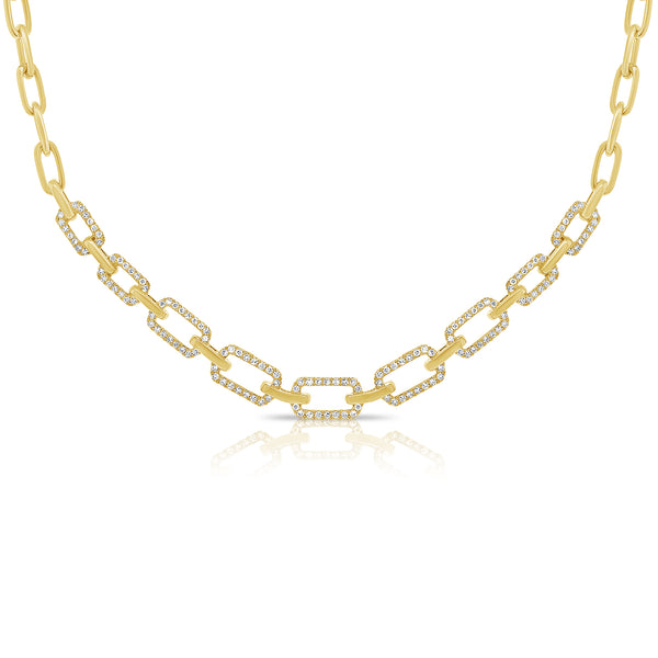 14K White Gold Diamond Link Necklace