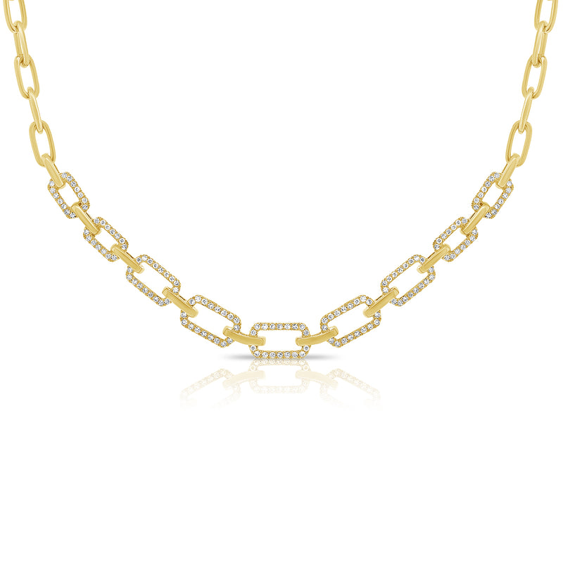 14K White Gold Diamond Link Necklace