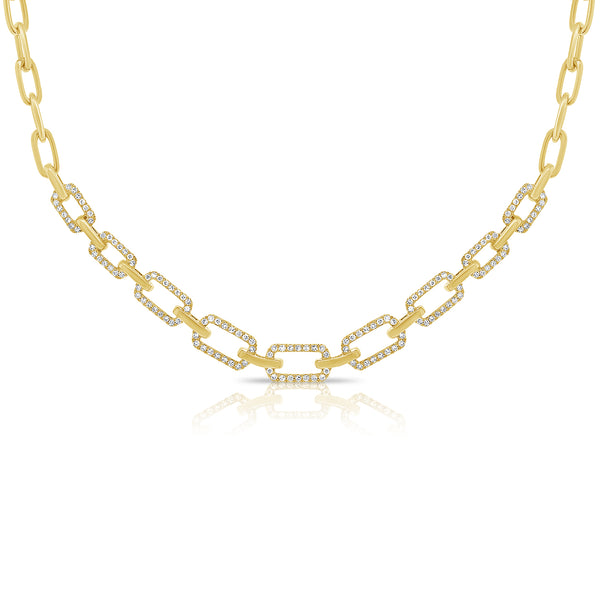14K Yellow Gold Diamond Link Necklace