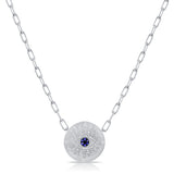 14K White Gold Diamond + Blue Sapphire Evil Eye Necklace-Necklaces-Maurice's Jewelers-WHITE GOLD-