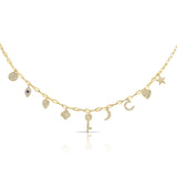 14K White Gold Diamond + Sapphire Charm Necklace-Necklaces-Maurice's Jewelers-YELLOW GOLD-