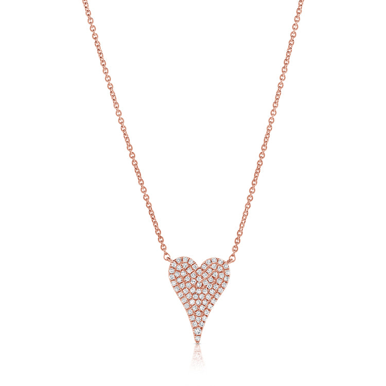 14K Rose Gold Diamond Heart Necklace