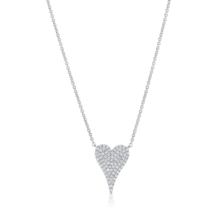14K Yellow Gold Diamond Heart Necklace-Necklaces-aaron jewelry-WHITE GOLD-