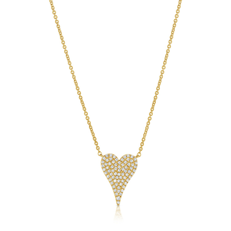 14K Yellow Gold Diamond Heart Necklace-Necklaces-aaron jewelry-YELLOW GOLD-