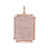14K White Gold Round+Baguette Diamond Rectangle Pendant-Charms & Pendants-aaron jewelry-ROSE GOLD-
