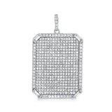 14K White Gold Round+Baguette Diamond Rectangle Pendant-Charms & Pendants-aaron jewelry-WHITE GOLD-