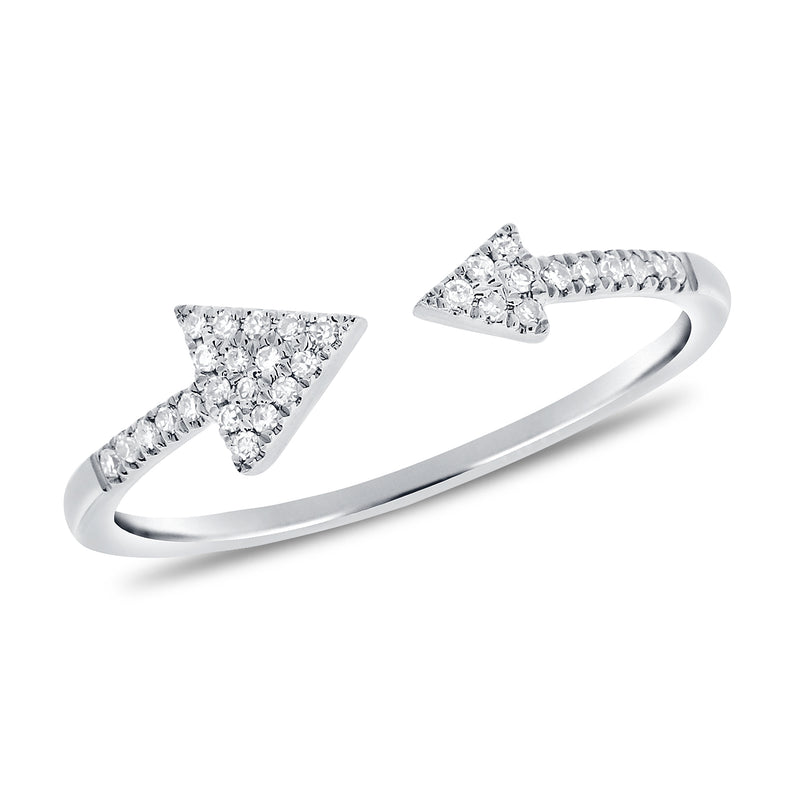 14K White Gold Diamond Open Cuff Triangle Ring-Rings-Maurice's Jewelers-WHITE GOLD-