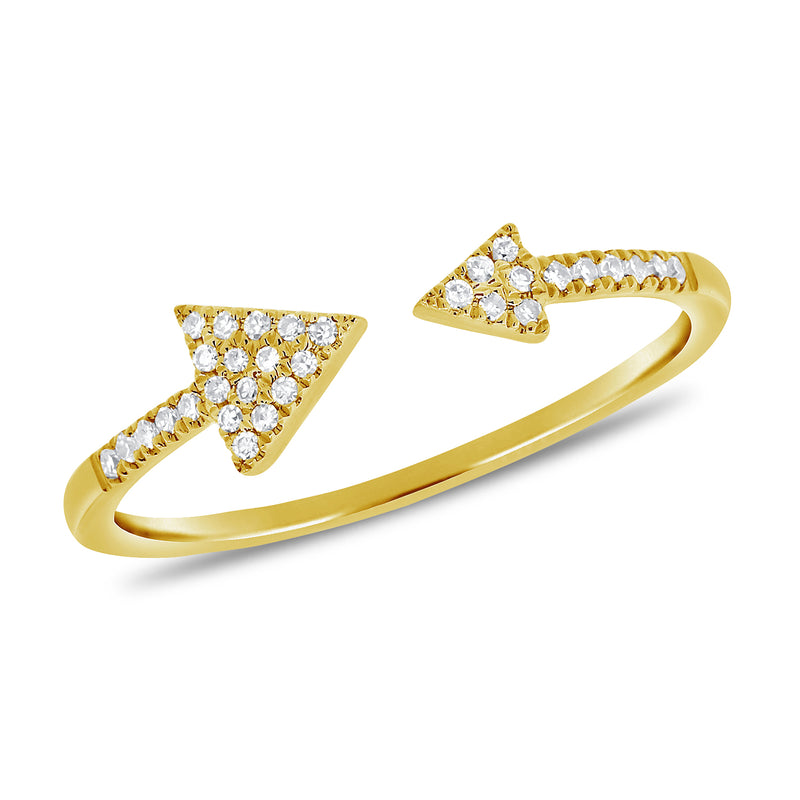 14K White Gold Diamond Open Cuff Triangle Ring