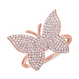 14k Rose Diamond Large Butterfly Ring