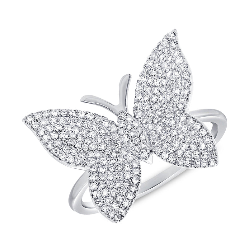 14k Rose Diamond Large Butterfly Ring