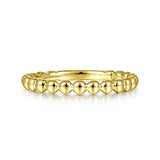 14K Yellow Gold Beaded Stackable Ring-Rings-gabriel & co-