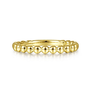 14K Yellow Gold Beaded Stackable Ring