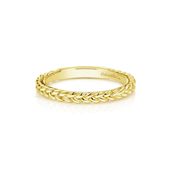 14K Yellow Gold Braided Stackable Band-Rings-gabriel & co-