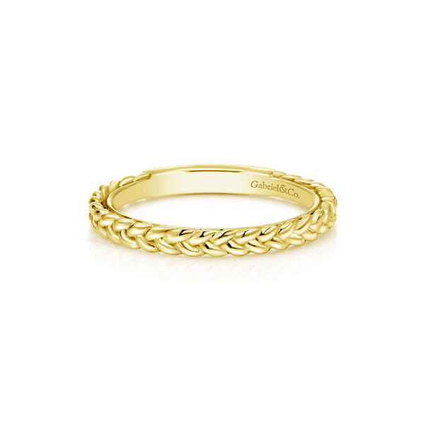 14K Yellow Gold Braided Stackable Band
