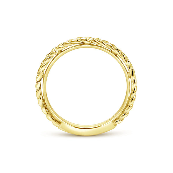 14K Yellow Gold Braided Stackable Band-Rings-gabriel & co-