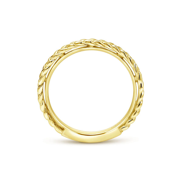 14K Yellow Gold Braided Stackable Band