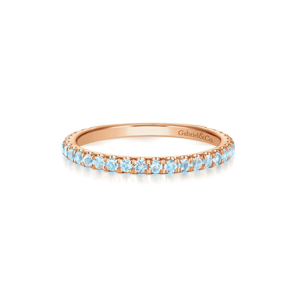 14K Rose Gold Sky Blue Topaz Band