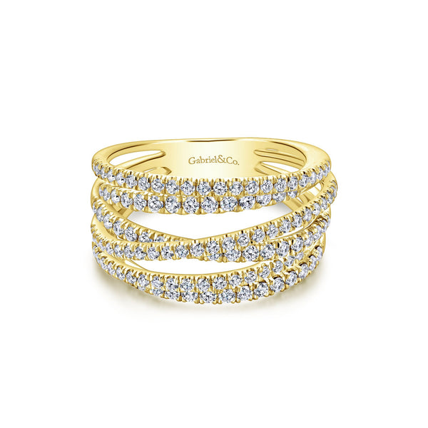 14K Yellow Gold Diamond Bypass Ring-Rings-gabriel & co-