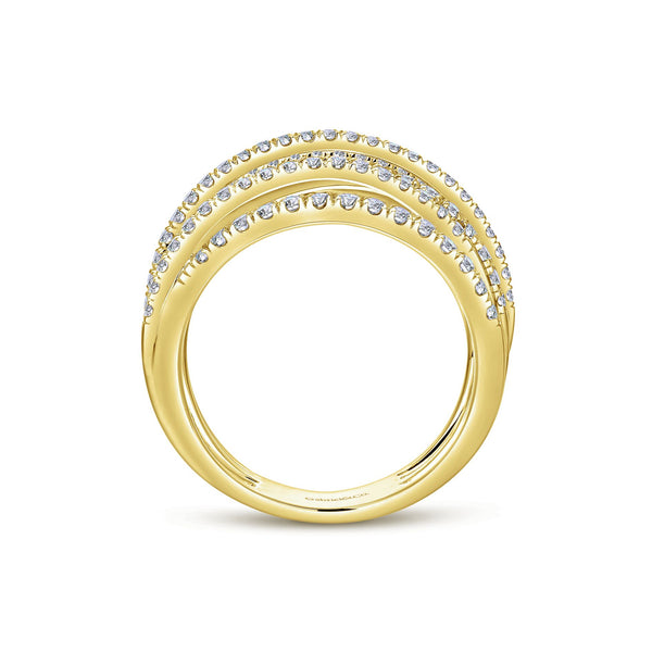 14K Yellow Gold Diamond Bypass Ring-Rings-gabriel & co-