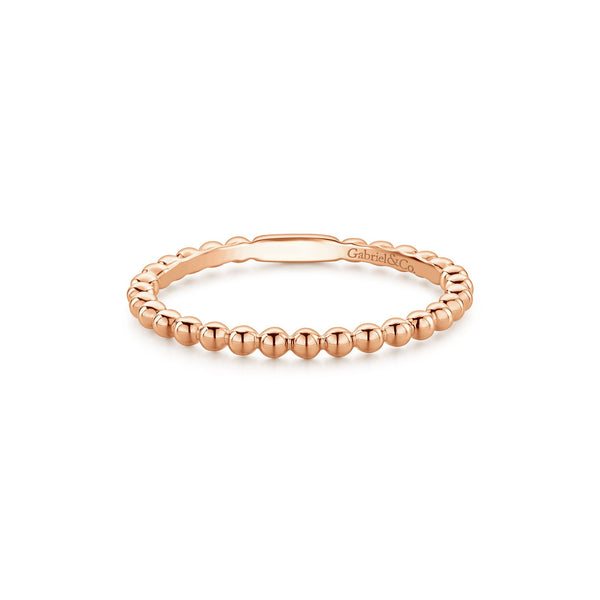 14K Rose Gold Beaded Stackable Band