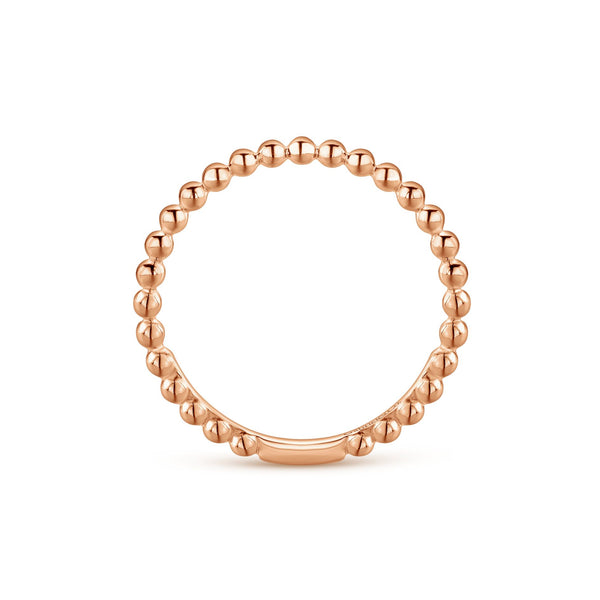 14K Rose Gold Beaded Stackable Band