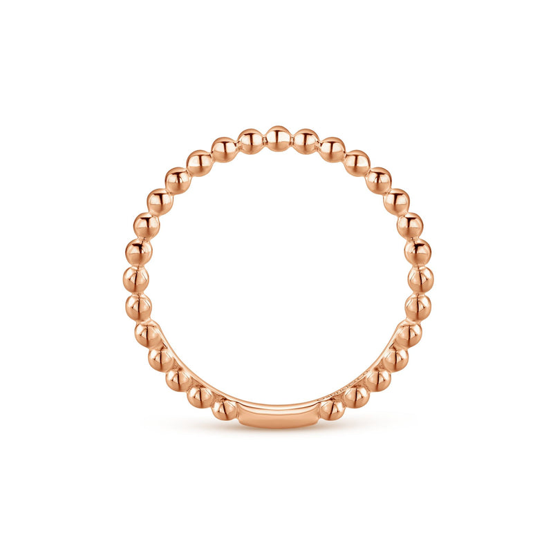 14K Rose Gold Beaded Stackable Band