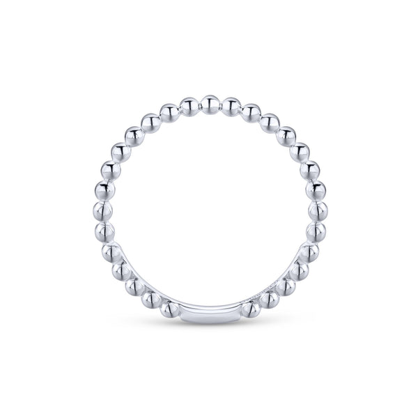 14K White Gold Beaded Stackable Band