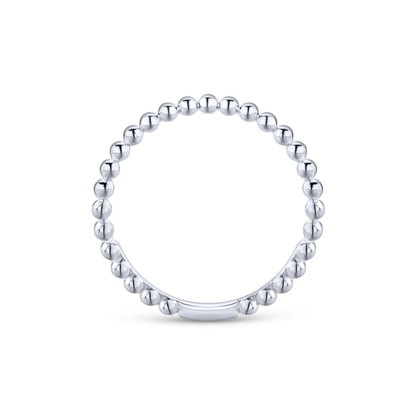 14K White Gold Beaded Stackable Band-Rings-gabriel & co-