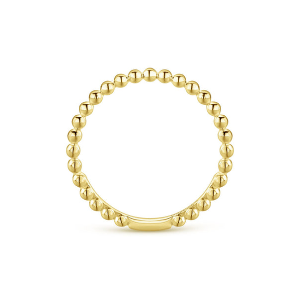 14K Yellow Gold Beaded Stackable Band